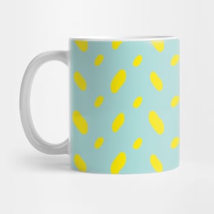 Yellow abstract vector shapes over turquoise Mug